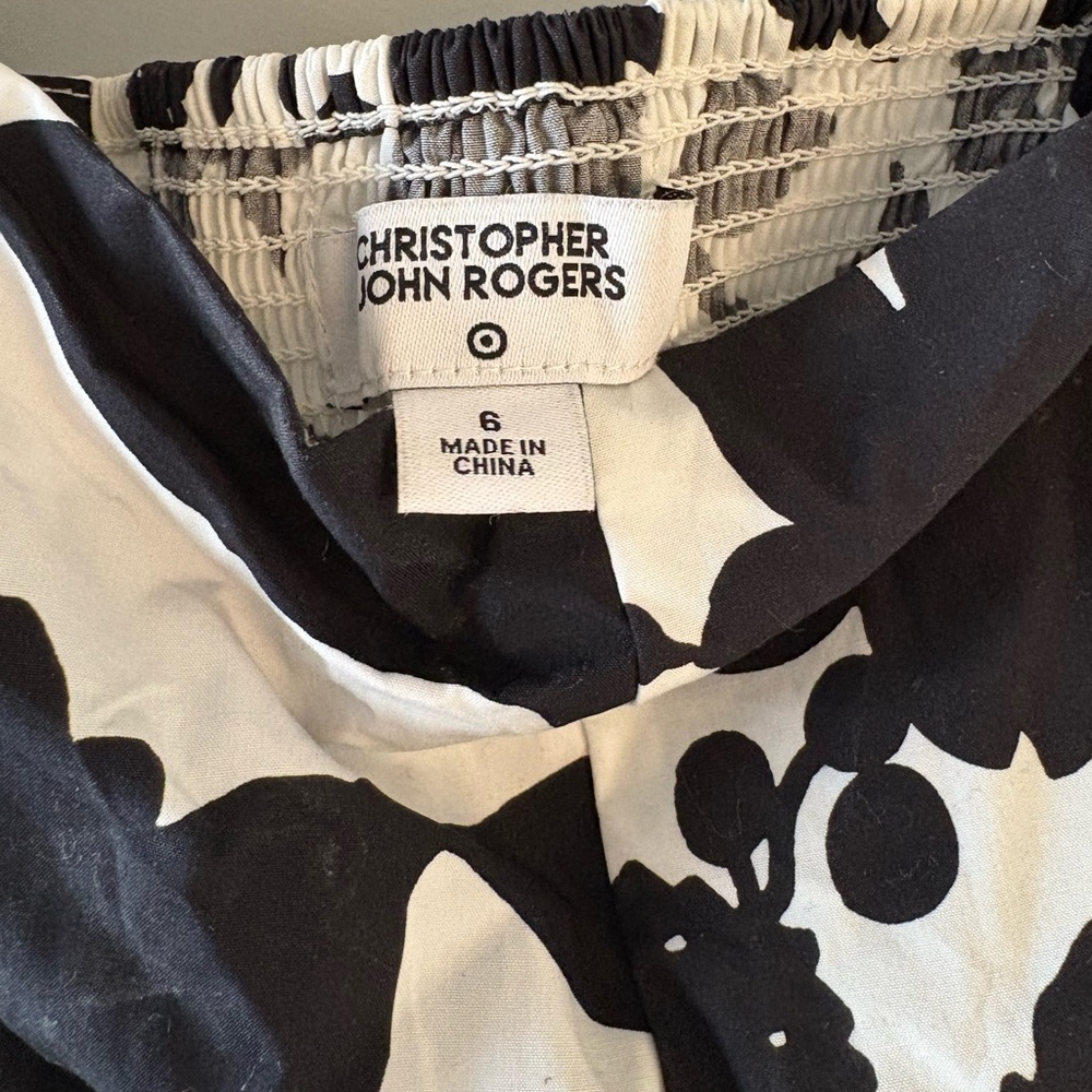 Christopher John Rogers Black and White Floral Midi Dress - Picture 3 of 3